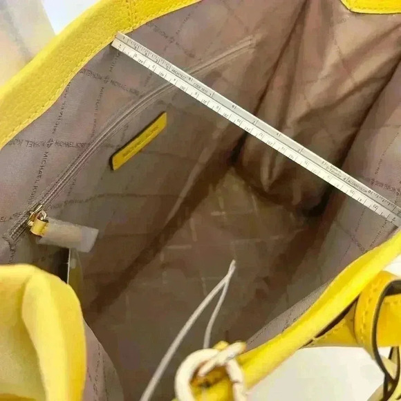 Michael Kors Medium Mirella Leather Tote Shoulder Purse Golden Yellow - Picture 7 of 9